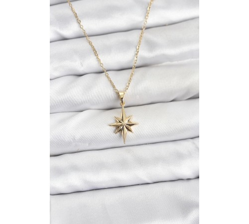 316L Çelik Zincir Gold Renk Kutup Yıldızı Model Kadın Kolye