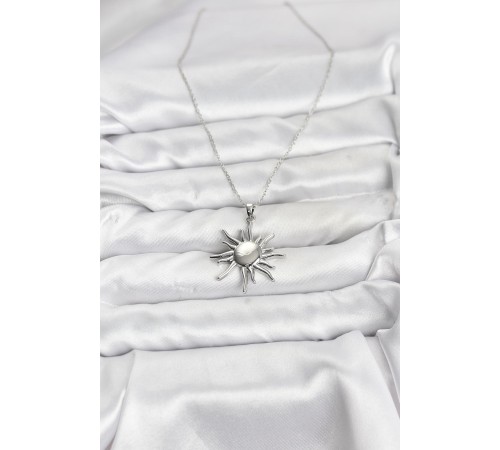 316L Çelik Zincir Gümüş Renk Güneş Model Kadın Kolye