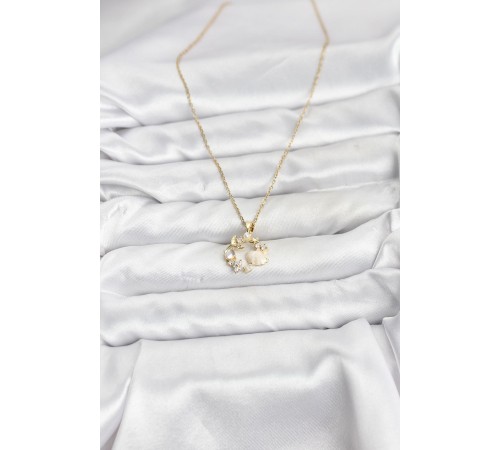 316L Çelik Zincir Gold Renk Deniz Tema Model Zirkon Taşlı Kadın Kolye
