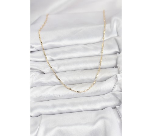 CM 14K Gold Renk Pirinç Ataç Zincir 60 cm Kadın Kolye