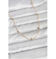 CM 14K Gold Renk Pirinç Top Zincirli 60 cm Kadın Kolye