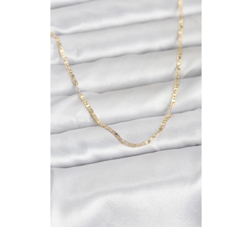 CM 14K Gold Renk Yassı Zincir Model 60 cm Kadın Kolye