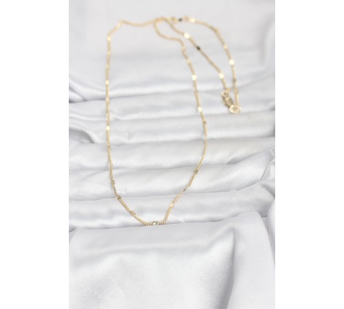 CM 14K Gold Renk Ezme Kalp Detaylı 60 cm Zincir Kadın Kolye