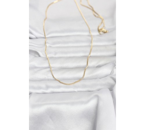 CM 14K Gold Renk İnce Kare Zincirli Model 60 cm Kadın Kolye
