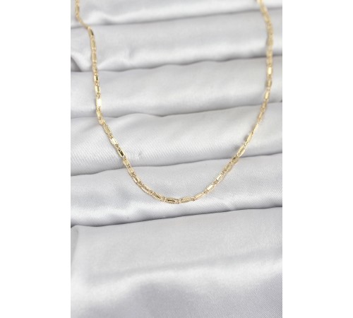 CM 14K Gold Renk Lazerli Zincir Model 60 cm Kadın Kolye