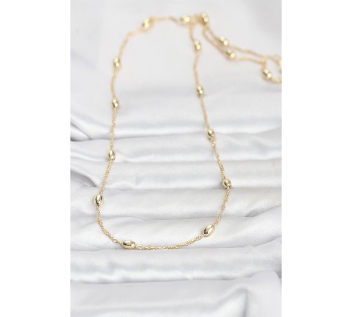 CM 14K Gold Renk Topçuklu Burgu Zincir Model 60 cm Kadın Kolye