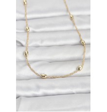 CM 14K Gold Renk Topçuklu Burgu Zincir Model 60 cm Kadın Kolye