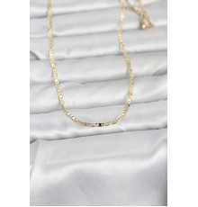 CM 14K Gold Renk Lazerli Yassı Model Zincirli 60 cm Kadın Kolye