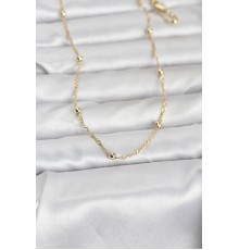 CM 14K Gold Renk Burgu ve Top Zincirli Model 60 cm Kadın Kolye