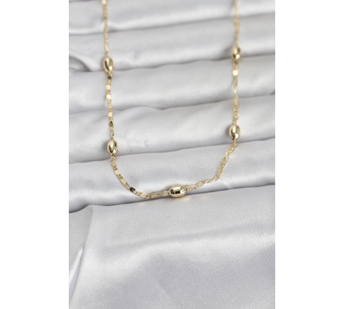 CM 14K Gold Renk Damla Topçuklu Zincir Model 60 cm Kadın Kolye