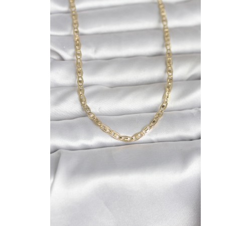 CM 14K Gold Renk Lazer Kesim Zincirli Model 60 cm Kadın Kolye