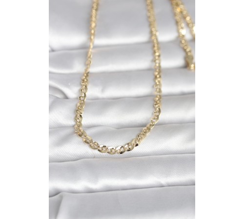 CM 14K Gold Renk Yassı Oval Zincirli Model 60 cm Kadın Kolye