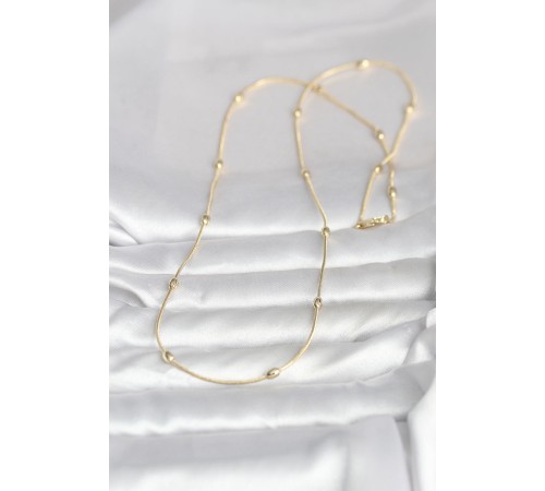 CM 14K Gold Renk Yılan Zincirli Damla Topçuk Model 60 cm Kadın Kolye