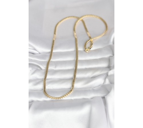 CM 14K Gold Renk Yassı Ezme Zincir Model 60 cm Kadın Kolye