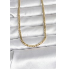 CM 14K Gold Renk Yassı Ezme Zincir Model 60 cm Kadın Kolye