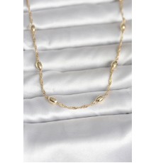 CM 14K Gold Renk Burgu Zincirli Damla Topçuk Model 45 cm Kadın Kolye