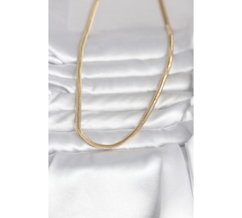 CM 14K Gold Renk Yassı Yılan Zincir Model 45 cm Kadın Kolye