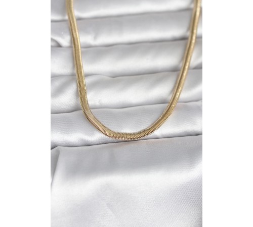 CM 14K Gold Renk Yassı Yılan Zincir Model 45 cm Kadın Kolye