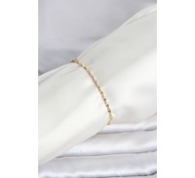 CM 14K Gold Renk Yassı Ezme Burgu Model Kadın Bileklik