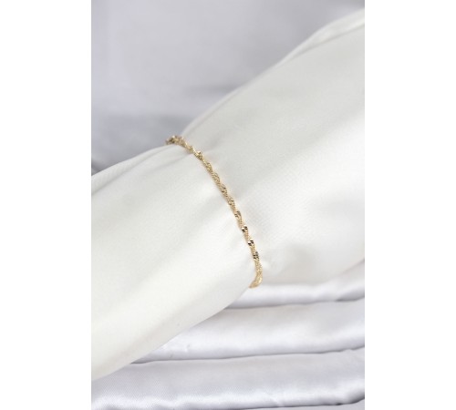 CM 14K Gold Renk Yassı Ezme Burgu Model Kadın Bileklik