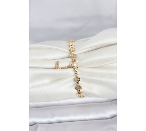 CM 14K Gold Renk Yonca Model Kadın Bileklik