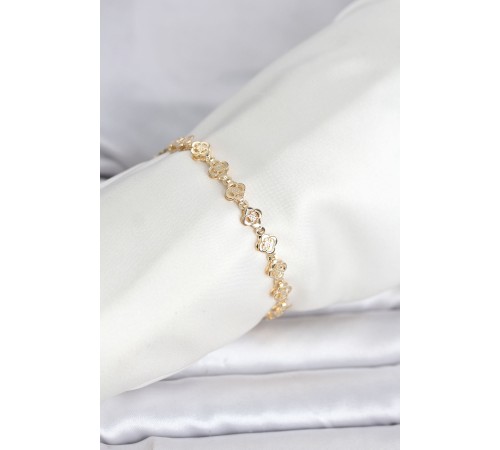 CM 14K Gold Renk Yonca Model Kadın Bileklik