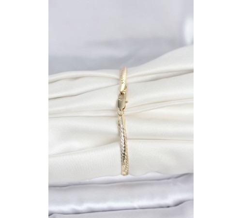 CM 14K Gold Renk Lazerli Yassı Zincir Model Kadın Bileklik