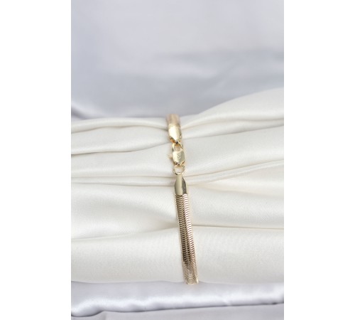 CM 14K Gold Renk Yassı Zincir Yılan Model Kadın Bileklik