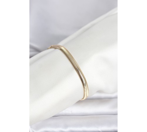 CM 14K Gold Renk Yassı Zincir Yılan Model Kadın Bileklik