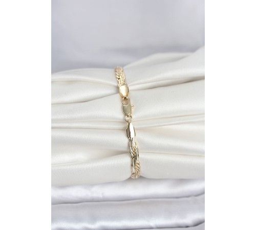 CM 14K Gold Renk Ezme Sarmal Zincir Model Kadın Bileklik