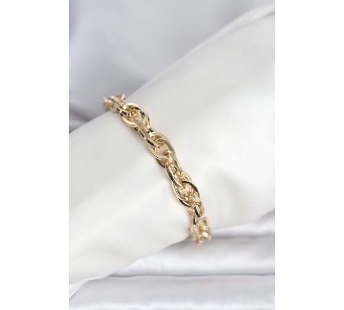 CM 14K Gold Renk Kalın Burgu Zincirli Model Kadın Bileklik