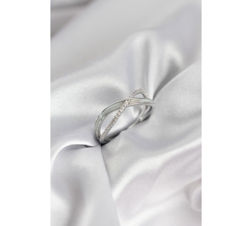 Zirkon Taşlı Sarmal Sedefli Gümüş Renk Kadın Yüzük