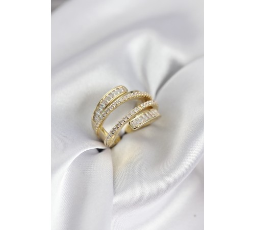 Sarmal Zirkon Baget Taşlı Gold Renk Kadın Yüzük