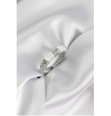 Zirkon Taşlı Kemik Model Gümüş Renk Kadın Yüzük