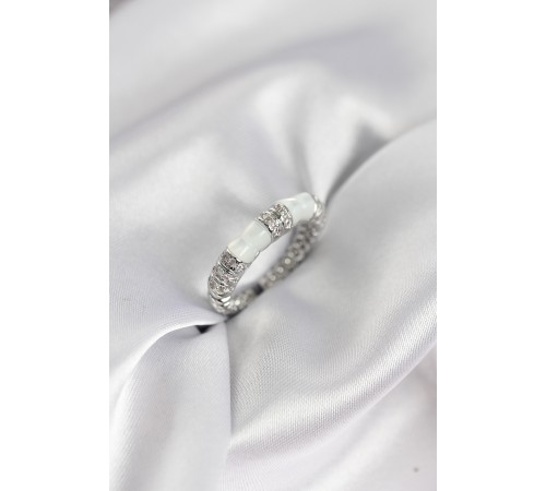 Zirkon Taşlı Kemik Model Gümüş Renk Kadın Yüzük