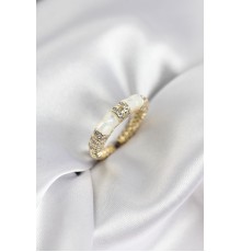 Zirkon Taşlı Kemik Model Gold Renk Kadın Yüzük