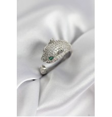 Jaguar Model Gümüş Renk Zirkon Taşlı Kadın Yüzük