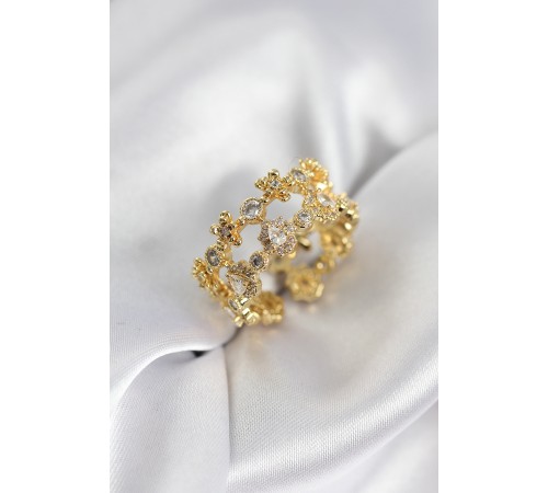 Zirkon Taşlı 2'li Model Gold Renk Kadın Yüzük