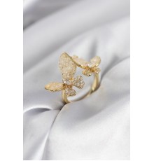 Gold Renk Beyaz Kelebek Model Zirkon Taşlı Kadın Yüzük