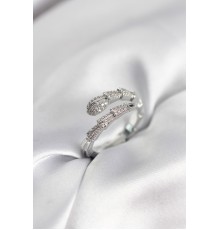 Gümüş Renk Zirkon Taşlı Yılan Model Kadın Yüzük