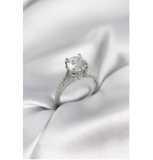 Gümüş Renk Tek Taş Model Zirkon Taşlı Kadın Yüzük