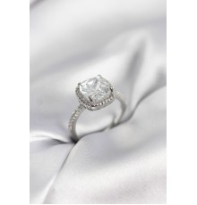 Kare Tek Taş Model Zirkon Taşlı Gümüş Renk Kadın Yüzük