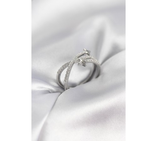 Gümüş Renk Zirkon Taşlı Halley Model Kadın Yüzük