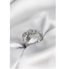 Gümüş Renk Zirkon Taşlı Zincir Model Kadın Yüzük