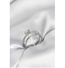 Gümüş Renk 2'li Zirkon Taşlı Kelebek Model Kadın Yüzük