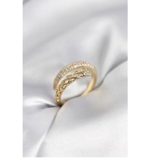 Gold Renk Zirkon Taşlı Sarmal Kadın Yüzük