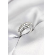 Gümüş Renk Zirkon Taşlı Sarmal Kadın Yüzük