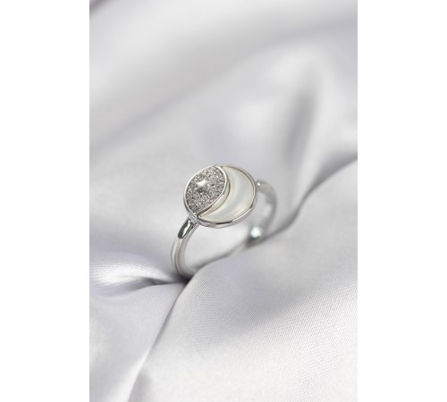 Ay Yıldız Model Gümüş Renk Zirkon Taşlı Kadın Yüzük