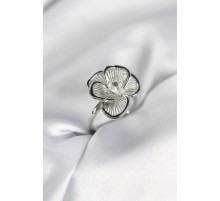 Gümüş Renk Çiçek Model Vintage Kadın Yüzük