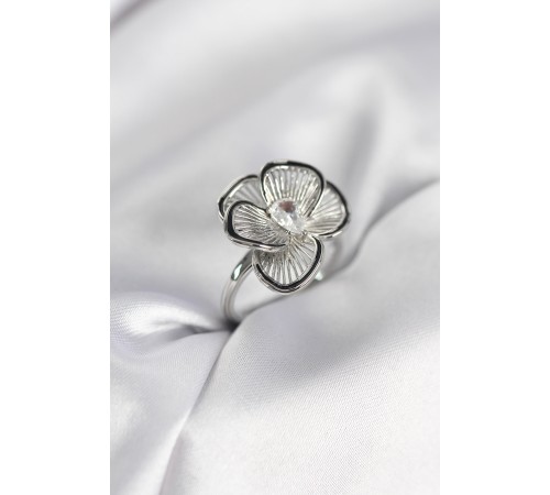 Gümüş Renk Çiçek Model Vintage Kadın Yüzük